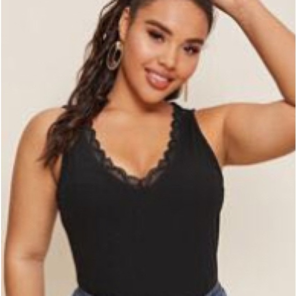 SHEIN Black Fitted Embellished Bodysuit